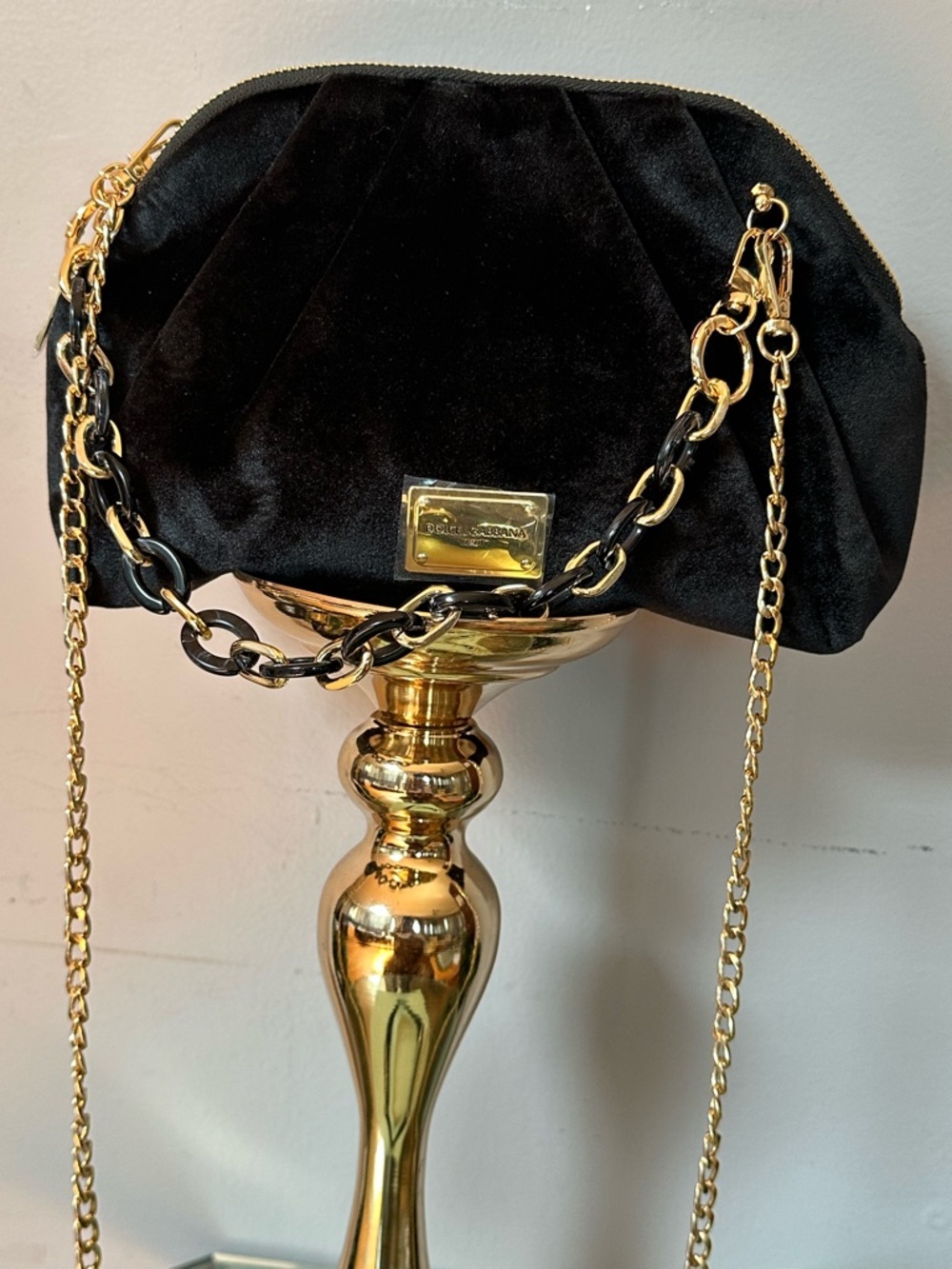 Dolce&  Gabbana Black Velvet cosmetics Evening Bag